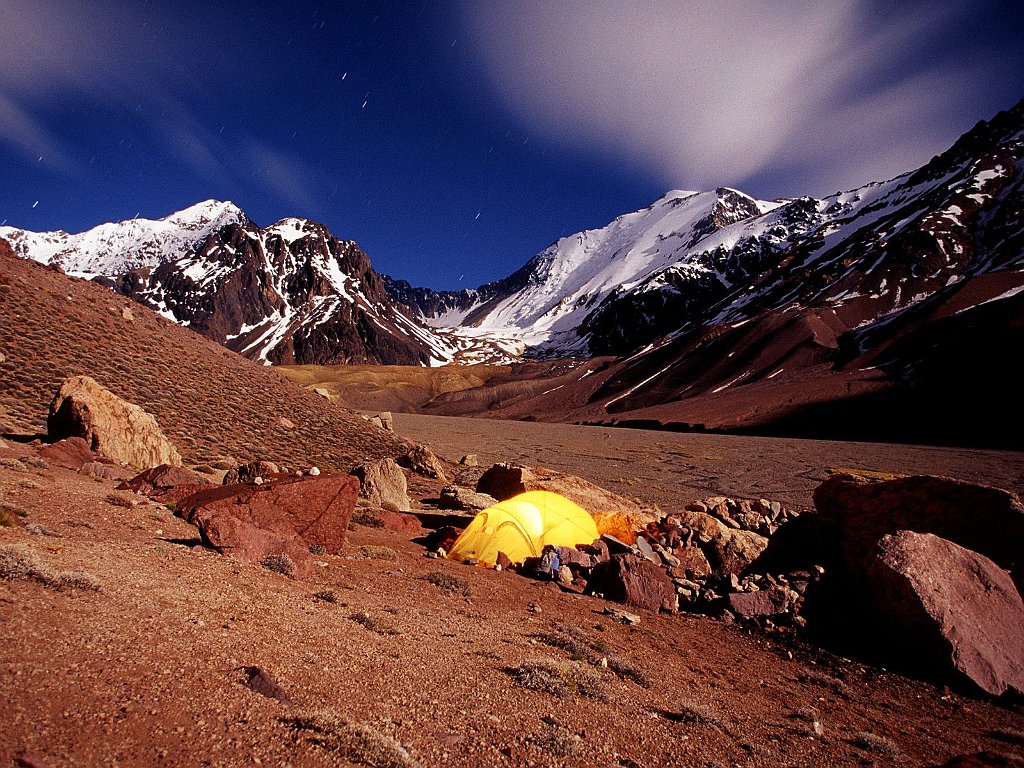 Night Exposure at Base Camp, Mecedario, Argentina
